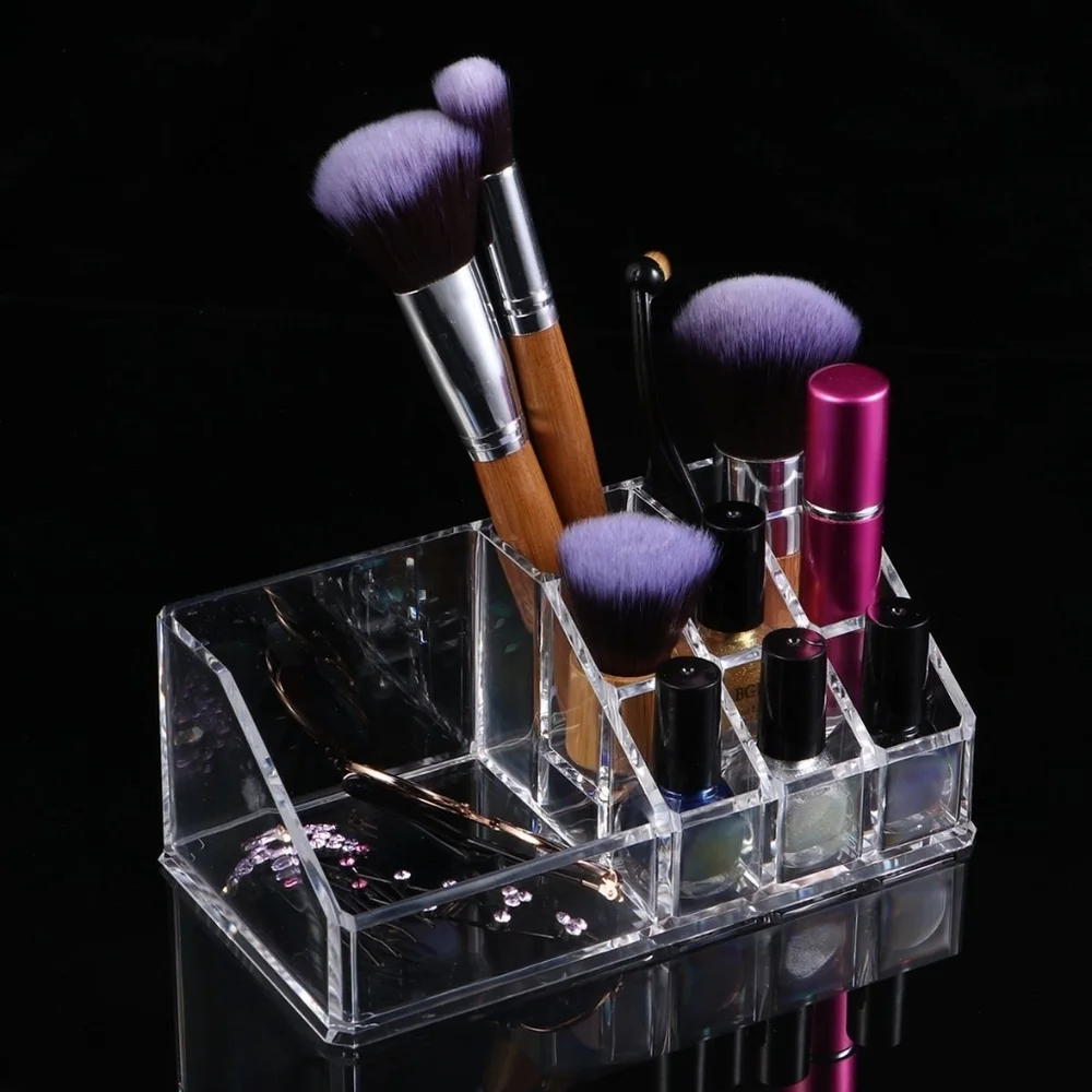 NEW Acrylic Cosmetic Organizer Beauty Vanity Makeup Holder Rectangular 9 Spaces